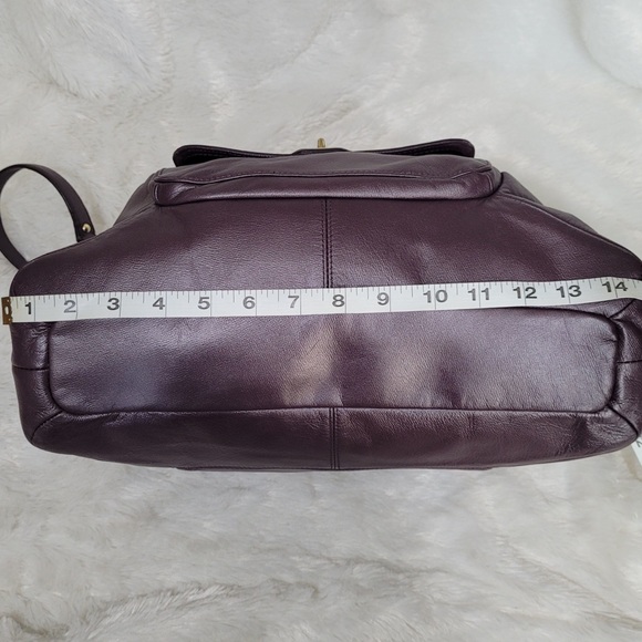 Coach Campbell Turnlock Leather Large Satchel Bag in Pearlized Plum - Picture 12 of 12